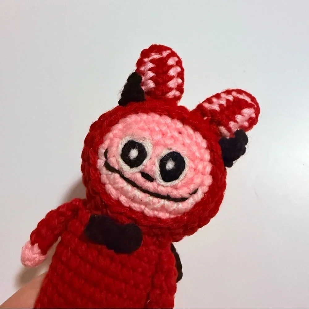 Handmade One of a kind Labubu Devil Crochet Keychain